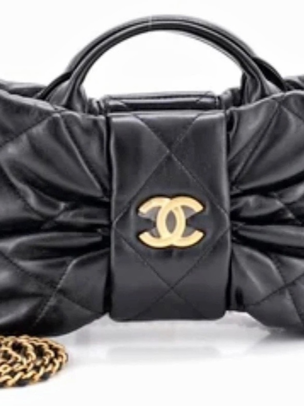 Chanel Quilted Bow bag With Chain Black